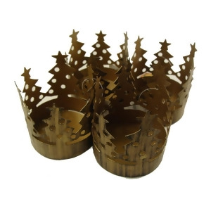 Club Pack of 72 Brass Christmas Tree Pillar Candle Holders - All