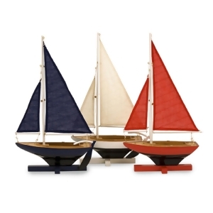 Set of 3 Wooden Nautical Decorative Patriotic Sailboats 16 - All