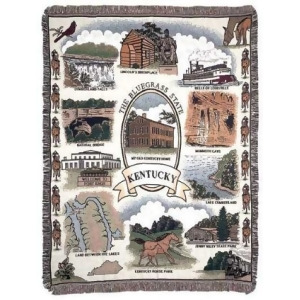 Kentucky The Bluegrass State Tapestry Throw Blanket 50 x 60 - All