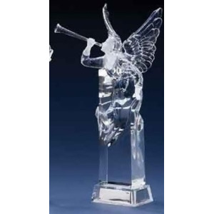 11.5 Icy Crystal Led Lighted Christmas Angel Figure with Trumpet Horn - All