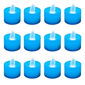 Club Pack of 12 Led Lighted Battery Operated Blue Tea Light Candles - All