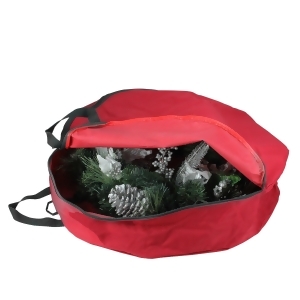 36 Heavy Duty Polyester Red and Black Zip Up Christmas Wreath Storage Bag - All
