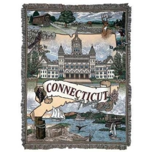 Connecticut Nutmeg State Tapestry Throw Blanket 50 x 60 - All