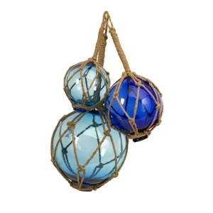 Set of 3 Soothing Blue Nautical Glass Ball Fishing Floats - All