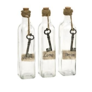 Set of 3 Rustic and Clear Glass Bottles 10.75 - All