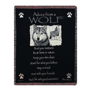 Black Your True Nature Advice from a Wolf Tapestry Throw Blanket 50 x 60 - All