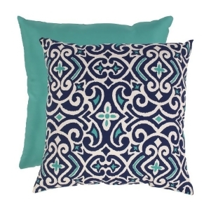 Eco-friendly Dark and Light Blue Damask Pattern Square Throw Pillow 18 x 18 - All