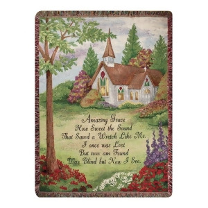 Pastoral Church Amazing Grace Religious Verse Tapestry Throw Blanket 50 x 60 - All