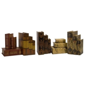 Set of 15 Novel Old-World Style Decorative Wooden Book Boxes - All