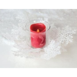 Winter Solace White Christmas Glass Pillar Candle Holder with Snowflake Ring - All