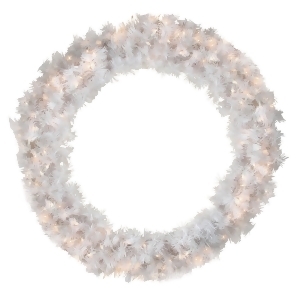 36 Pre-Lit White Cedar Pine Artificial Christmas Wreath Clear Lights - All
