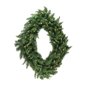 42 Pre-Lit Camdon Fir Diamond Shaped Christmas Wreath Warm Clear Led Lights - All