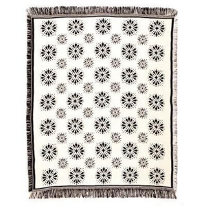 Black and White Starburst Afghan Throw Blanket 50 x 60 - All