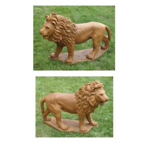 Set of 2 Majestic Lion Cast Stone Concrete Outdoor Garden Statues - All