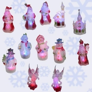 Set Of 12 Lighted Led Color Changing Christmas Ornaments - All