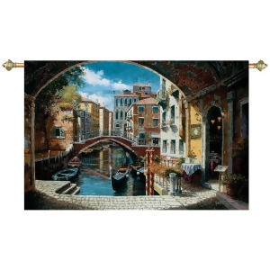 Archway to Venice Canal with Gondola Cotton Tapestry Wall Hanging 48 x 71 - All