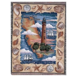 Ponce Inlet Florida Lighthouse Colorful Tapestry Throw Blanket 50 x 60 - All