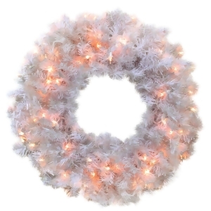 24 Pre-Lit White Cedar Pine Artificial Christmas Wreath Clear Lights - All