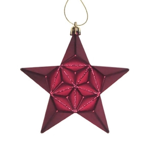 12Ct Matte Burgundy Glittered Star Shatterproof Christmas Ornaments 5 - All
