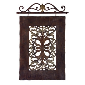 43 Rustic Antique-Style Rectanglular Damask Hanging Wall Art Plaque - All