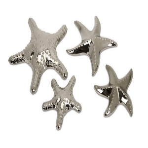 Set of 4 Metallic Silver Nautical Beach Inspired Starfish Table Top Decorations - All
