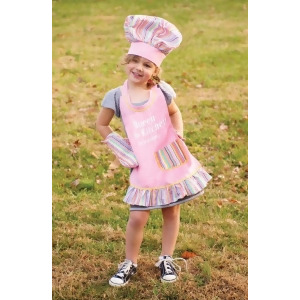 3-Piece Royal Pink Embroidered Girl's Chef Apron Hat and Pot Holder Set - All