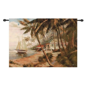 Key West Hideaway with Sailboat Cotton Wall Art Hanging Tapestry 35 x 47 - All