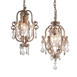 Pack of 2 Single-Bulb Antique Gold Pendant Iron Chandeliers 25W - All