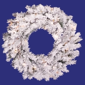 24 Pre-Lit Flocked Alaskan Pine Artificial Christmas Wreath Clear Dura Lights - All