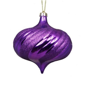 4Ct Shiny Purple Swirl Shatterproof Onion Christmas Ornaments 5.75 - All
