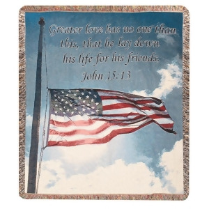 Salute to our Soldiers American Flag John 15 13 Tapestry Throw Blanket 50 x 60 - All