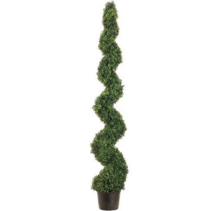 6' Potted Artificial Spiral Green Pond Boxwood Topiary Tree - All
