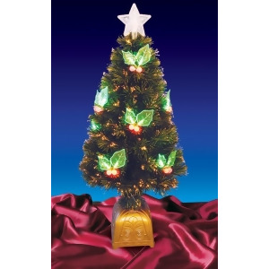 4' Pre-Lit Led Color Changing Fiber Optic Christmas Tree with Holly Berries - All