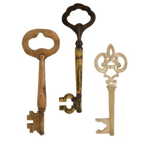 Set of 3 Antique Finish Wooden Keys Wall Decorations 24 - All