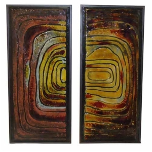 Set of 2 Earth Toned Primitive Glass Collage Wall Art Panels 33.25 - All