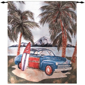 Beach Party Surfing Safari Retro Red Cotton Wall Art Hanging Tapestry 42 x 35 - All