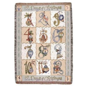 Twelve Days of Christmas Holiday Tapestry Throw Blanket 50 x 70 - All