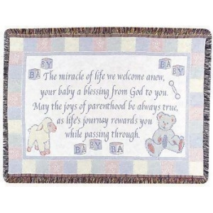 New Baby Welcome Poem Celebration Afghan Throw Blanket 40 x 50 - All