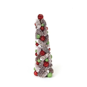 18 Candy Crush Frosted Pine Cone and Ball Artificial Christmas Topiary Tree - All