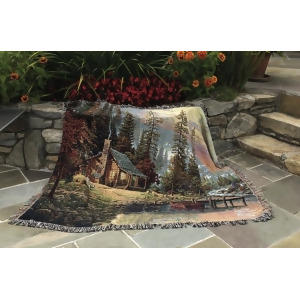 Thomas Kinkade A Peaceful Retreat Inspirational Tapestry Throw Blanket 50 x 60 - All