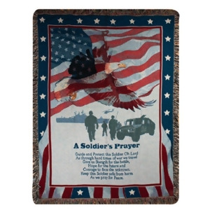 Patriotic Soldier's Prayer Inspirational Tapestry Throw Blanket 50 x 60 - All