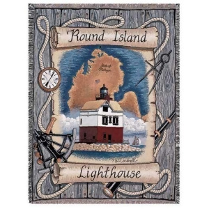 Round Island Mackinack Straights Michigan Tapestry Throw Blanket 50 x 60 - All