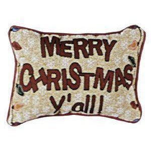 Set of 2 Merry Christmas Y'all Decorative Holiday Throw Pillows 9 x 12 - All