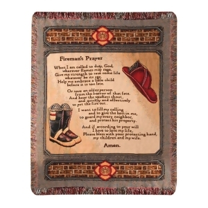 All Fired Up Fireman's Prayer Woven Tapestry Throw Blanket 50 x 60 - All