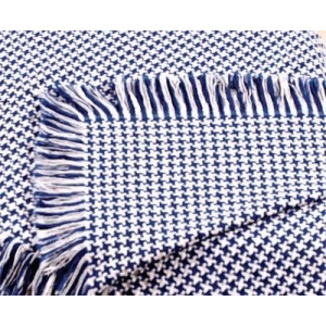 Cobalt Blue Hanover Houndstooth Eco2Cotton Afghan Throw Blanket 50 x 60 - All