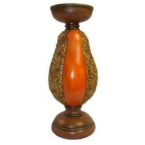 10 Rustic Pumpkin and Glittery Autumn Leaf Pillar Candle Holder - All