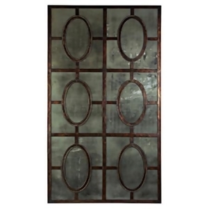 52 Large Dramatic Geometric Patterned Antiqued Iron Wall Mounted Mirror - All