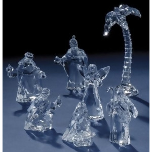 7-Piece Icy Crystal Holy Family and Three Kings Christmas Nativity Figurine Set - All