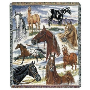 Horse Sense Horse Pictorial Tapestry Throw 50 x 60 - All