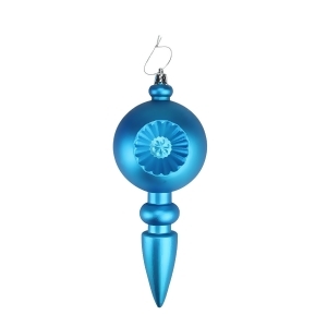 4Ct Matte Turquoise Blue Retro Reflector Shatterproof Christmas Finial Ornaments - All